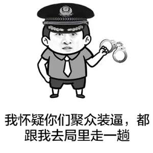 我怀疑你们聚众装逼，都跟我去局里走一趟